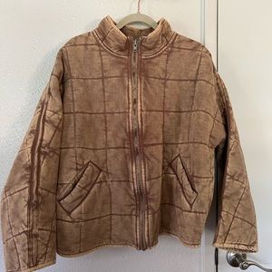 Free People, womens dolman quilted knit jacket, Champagne Diamond color